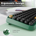 Wireless Keyboard and Mouse Combo, 104 Round Keys Cute Colorful Keyboard and - Image 6