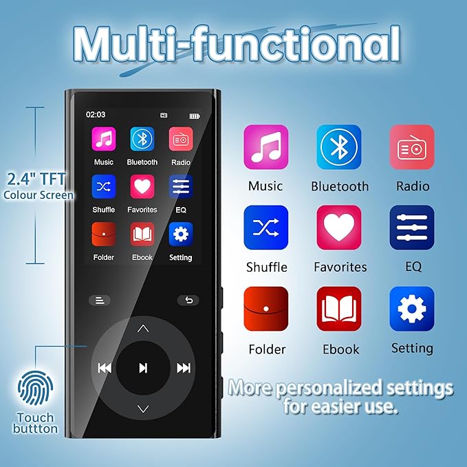 MP3 Player with Bluetooth 5.3, No Storage Music Player with 2 TF Card Slots - Image 3