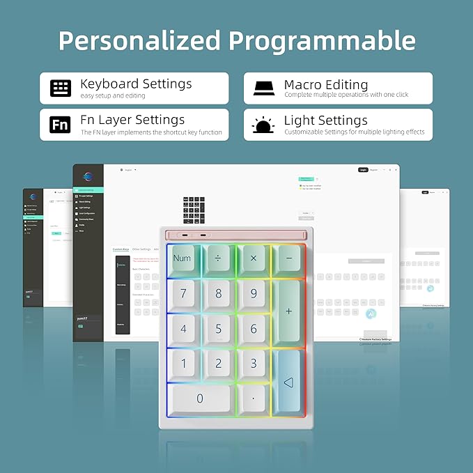 BOYI Y17 Aluminum Mechanical Numpad, Wireless RGB Numeric Keypad, Quick Release - Image 3