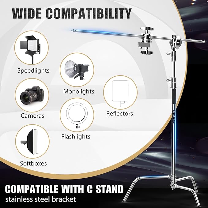 LOMTAP C Stand Light Stand Stainless Metal Photography Kit - Image 5