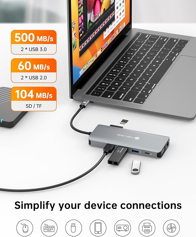 USB C Docking Station Dual HDMI Adapter, 11 in 1 Multi Display Docking Station - Image 5