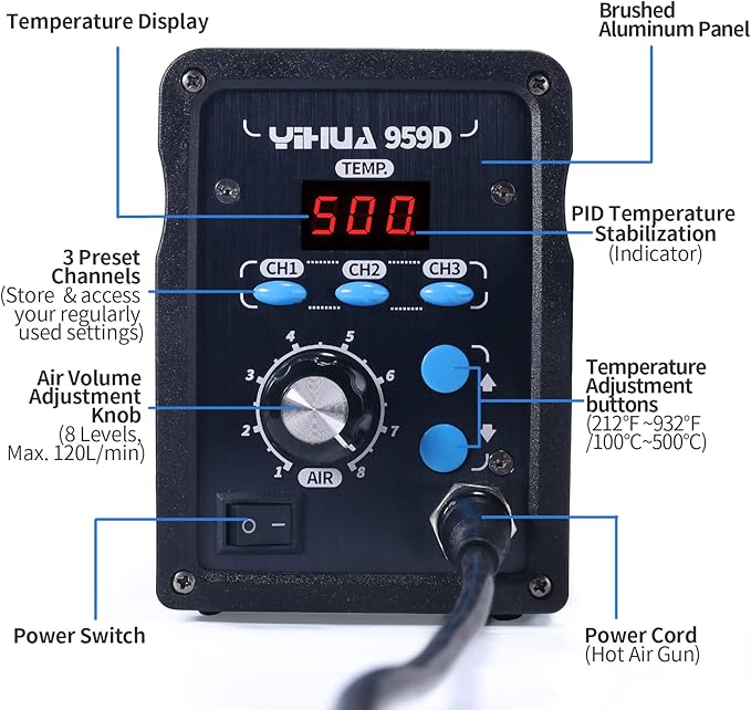 YIHUA 959D-Digital Hot Air Rework Station, High Power - Image 4