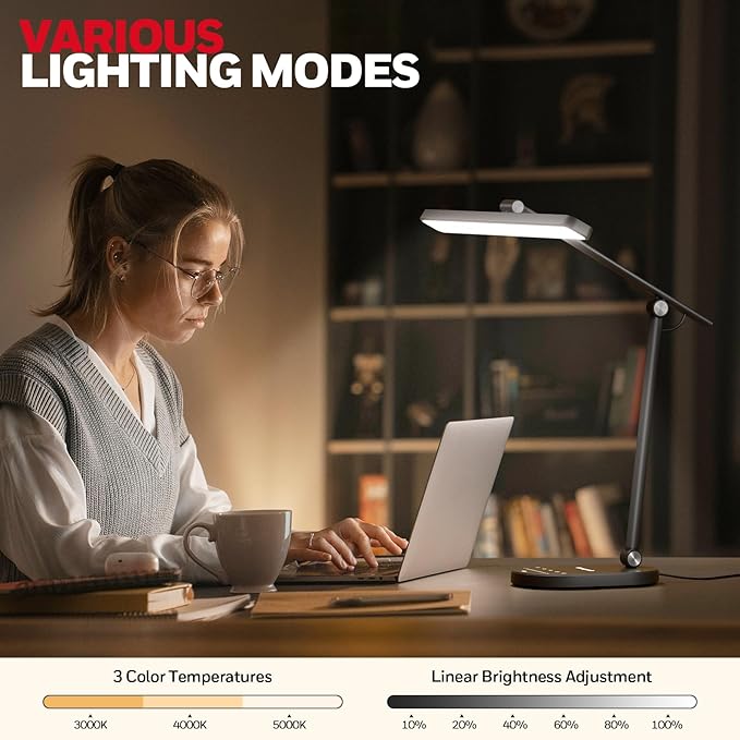 Honeywell Desk Lamp for Home Office, H4 Sunturalux™ Eye-Caring LED Desk Light - Image 2