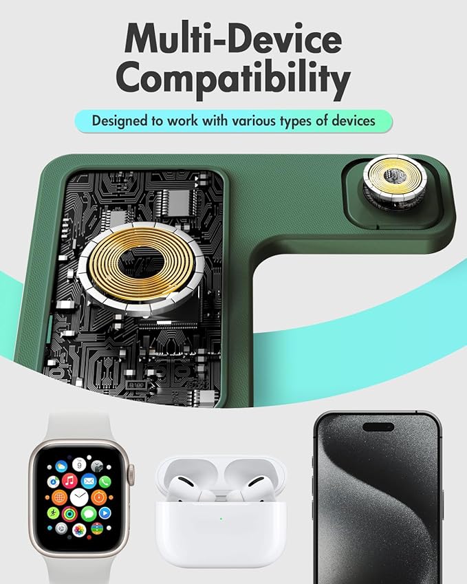 Wireless Charger Stand Charging Station: 3 in 1 Charger Multiple Devices - Image 7