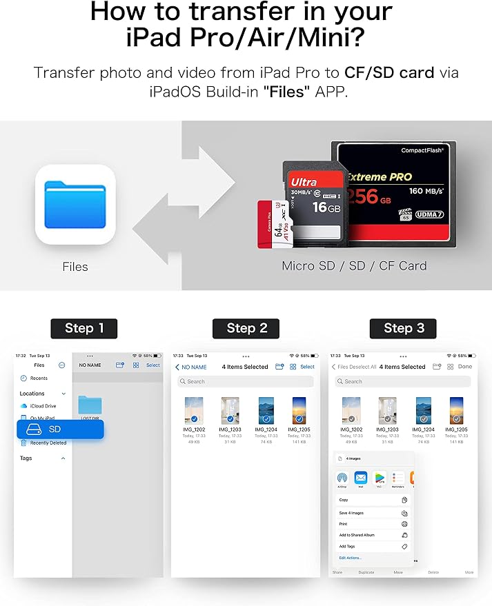 USB C SD Card Reader for iPhone 15/iPad/Mac, ChiaoPio USB C to SD CF, Type C - Image 8