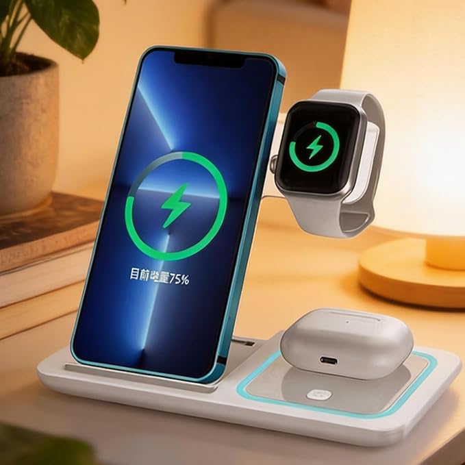 3-in-1 Foldable Wireless Charger - 15W Fast Wireless Charger by DHBY