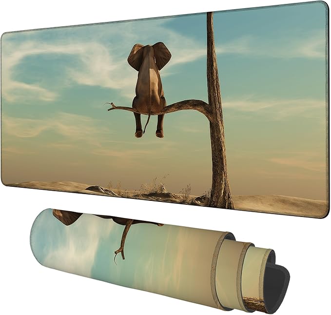 A Elephant Gaming Mouse Pad 3mm Thick Stitched Edge Waterproof Non-Slip Large by Unknown