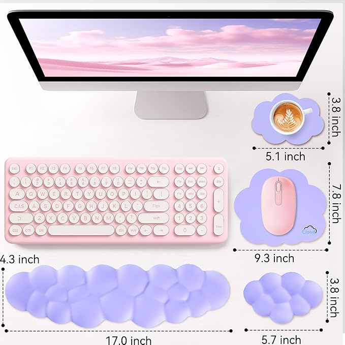 Cloud Wrist Rest for Computer Keyboard, 4-in-1 Memory Foam Leather Cloud - Image 7