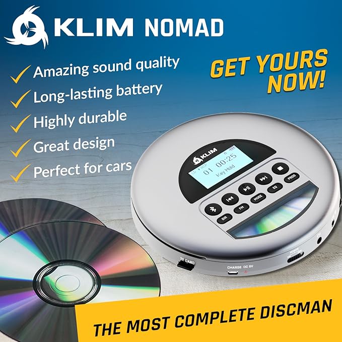 KLIM Nomad - New Version - Portable CD Player Walkman - with Headphones - Radio - Image 2