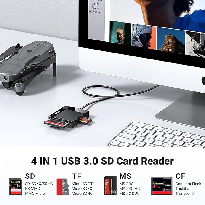 UGREEN SD Card Reader USB 3.0 Card Hub Adapter 5Gbps Read 4 Cards - Image 3