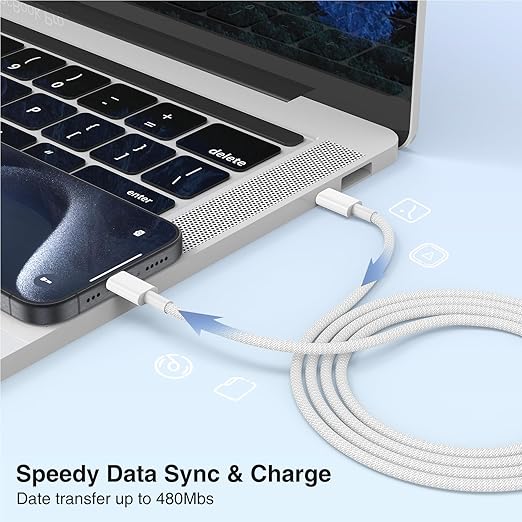 3-Pack Grey 6.6FT 60W USB C to USB C Cable, Type C to Type C Cable, Fast - Image 7