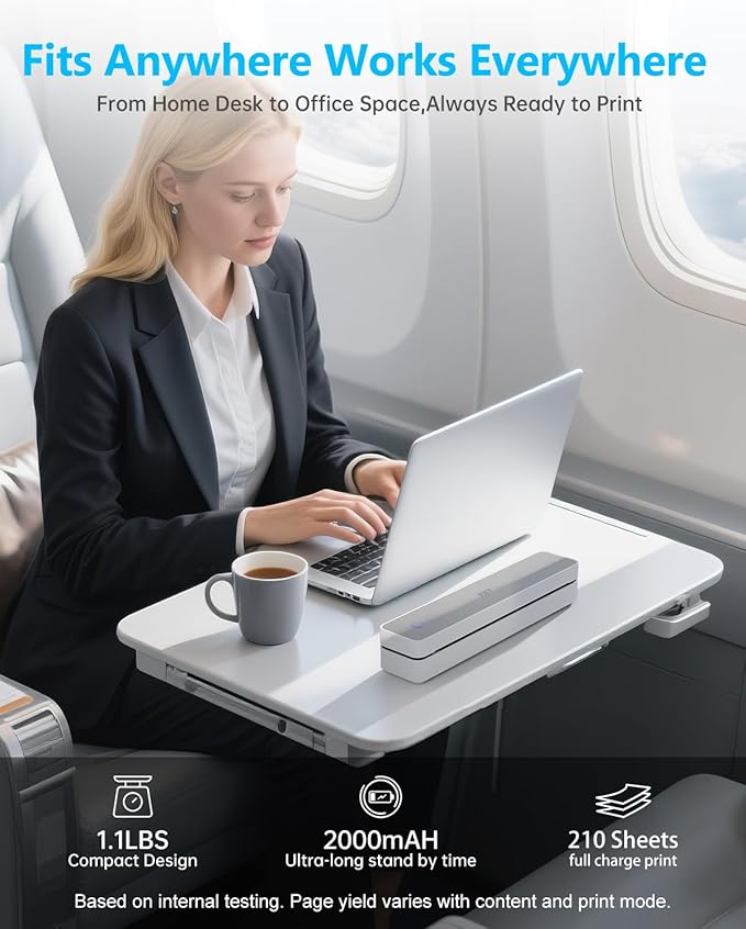 Inkless Portable Printer for Travel, Wireless Thermal Printer Support 8.5 x 11 - Image 6
