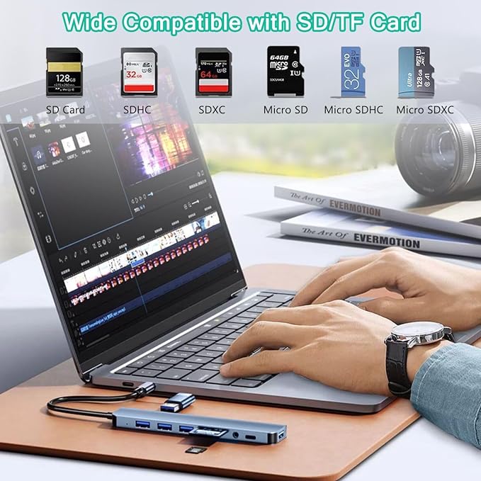 USB C Hub USB Hub 3.0, VIENON Aluminum 8 in 1 USB Splitter - Image 4