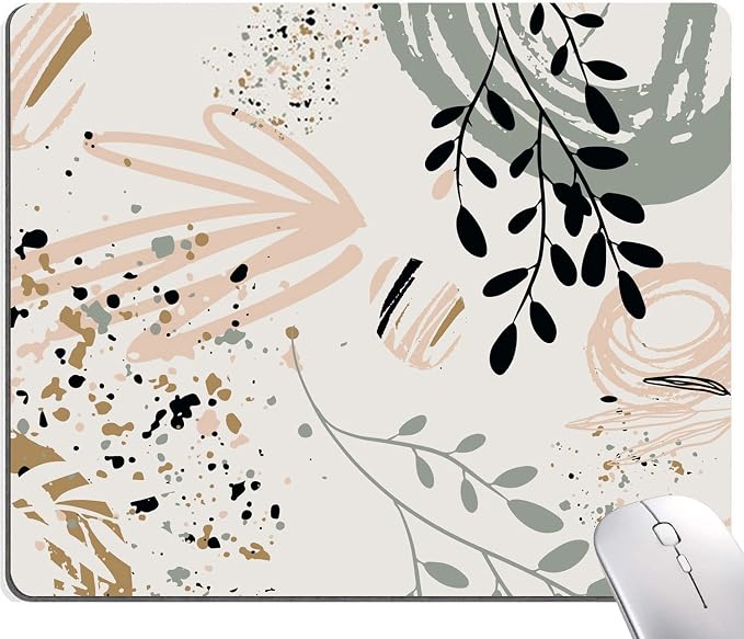Mouse Pad with Abstract Art Design, Square Waterproof Non-Slip Rubber Base by SANWUMIAN