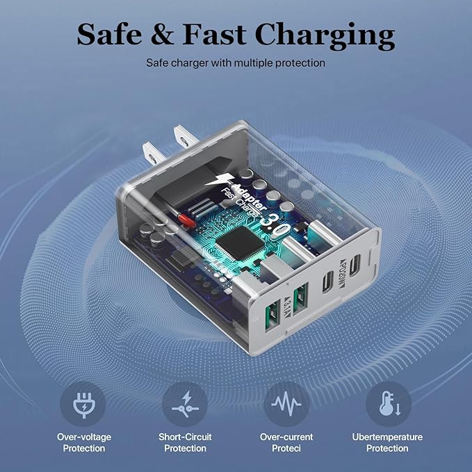 USB C Wall Charger, 40W 4-Port USB C Charger Block, Fast Charging Block Dual - Image 5
