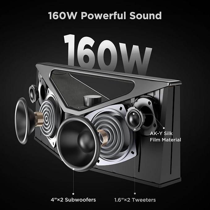 BUGANI Bluetooth Speaker Loud 160W, Waterproof Large Bluetooth Speaker - Image 4