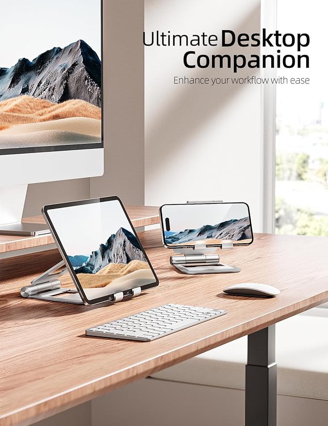 Nulaxy Aluminum Dual Foldable iPad Stand, Fully Adjustable Desktop Tablet Holder - Image 5
