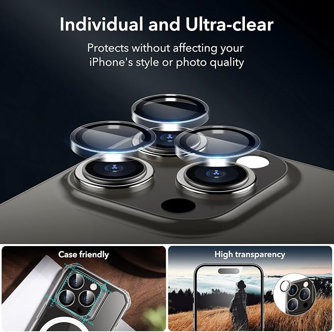 ESR 3+1 Pack for iPhone 15 Pro Screen Protector, 3 Black Edge Tempered-Glass - Image 5