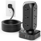 Flat Plug Power Strip Tower, TenTrend Dual PD 20W USB-C Charger Tower by TenTrend
