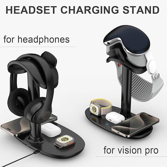 Airpod Max Charger Stand with 15w Wireless Charger, Suguder 4 in 1 Headset - Image 5