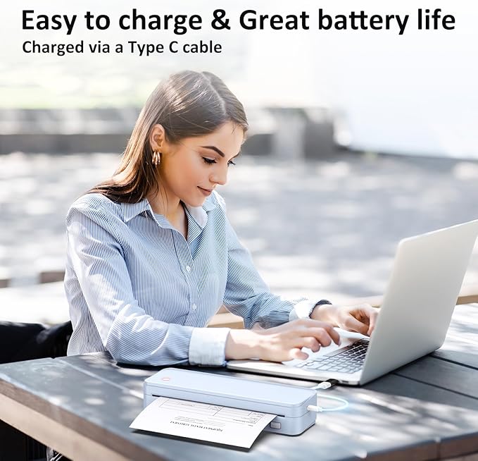 Inkless Portable Printer for Travel, Wireless Thermal Printer Supports 8.5" x - Image 5