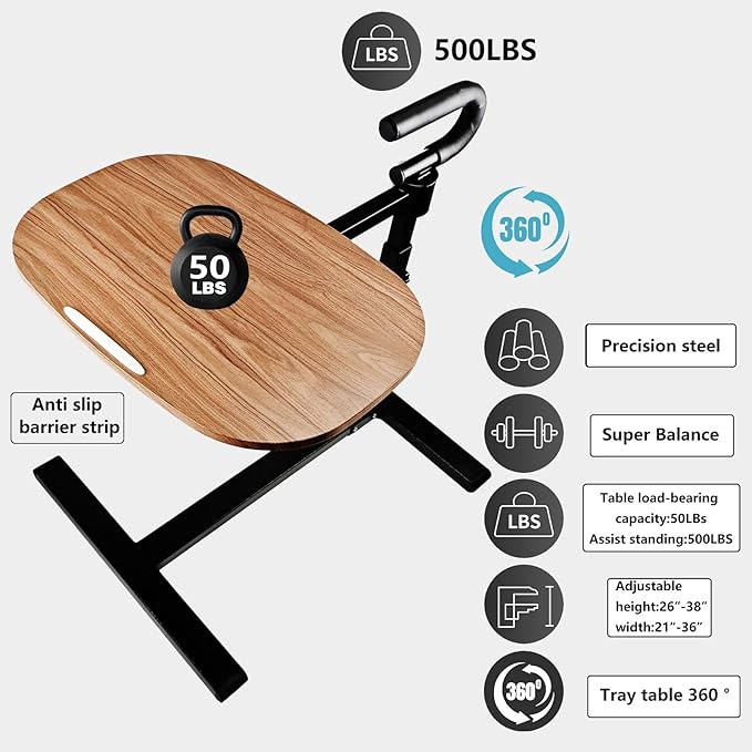 Auxiliary Tray 360 ° Rotating Height Adjustable Rotating TV, Computer Desk - Image 4