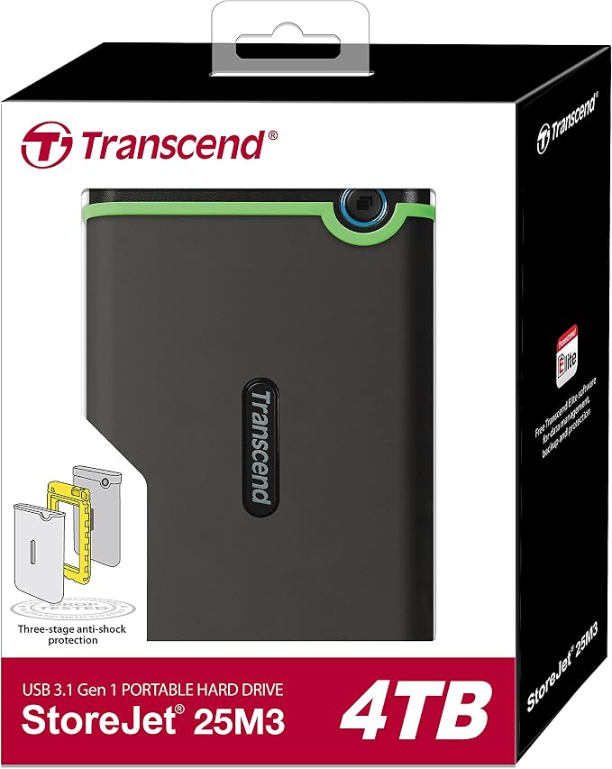 Transcend 4TB SJ25M3, USB 3.1 Portable Hard Drive Rugged, Anti-Shock Resistant - Image 5