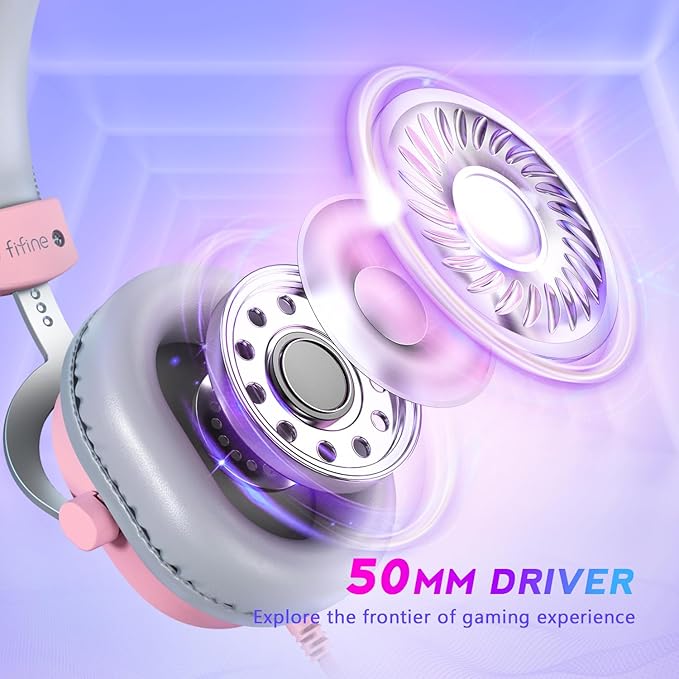 FIFINE USB Gaming Headset, PC Over-Ear Wired Streaming Headset - Image 7