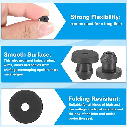 PATIKIL 4.5mm / 3/16 Inch Drill Hole, 1/16 Inch ID Rubber Grommets - Image 3