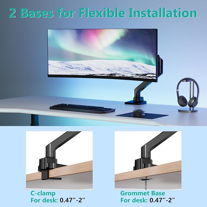 WALI Ultrawide Monitor Arm for 17 to 49 Inch Heavy Duty Curved Screens - Image 8