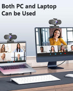 2K Webcam for pc with Microphone, Privacy Cover Slider Streaming Web cam for - Image 6
