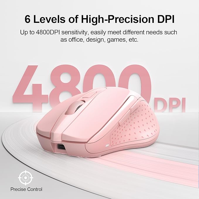 TECKNET Wireless Mouse Rechargeable 4800 DPI Silent USB A & Bluetooth Mouse 6 - Image 5