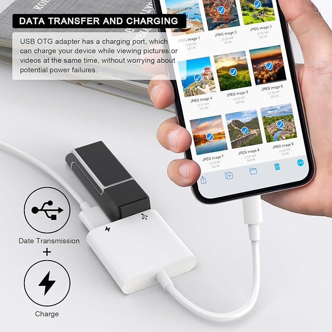 Lightning to USB OTG Adapter for iPhone 14, USB3.0 Camera Adapter - Image 3