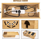 Cable Management Box, Cord Organizer Box, Bamboo Cable Organizer Box - Image 3