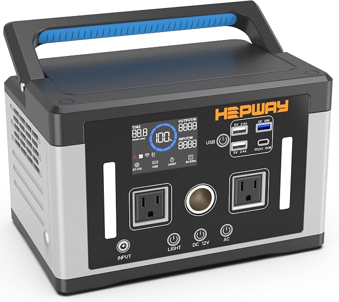 Portable Power Station 700W, 577Wh Solar Generator Surge 1000W Pure Sine Wave by HEPWAY