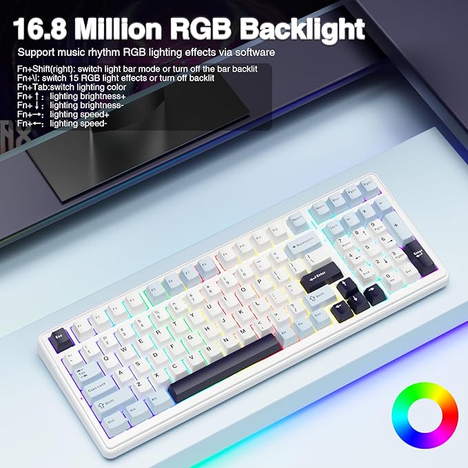 AULA F99 Wireless Mechanical Keyboard, Hot Swappable Custom Keyboard, Pre-lubed - Image 4