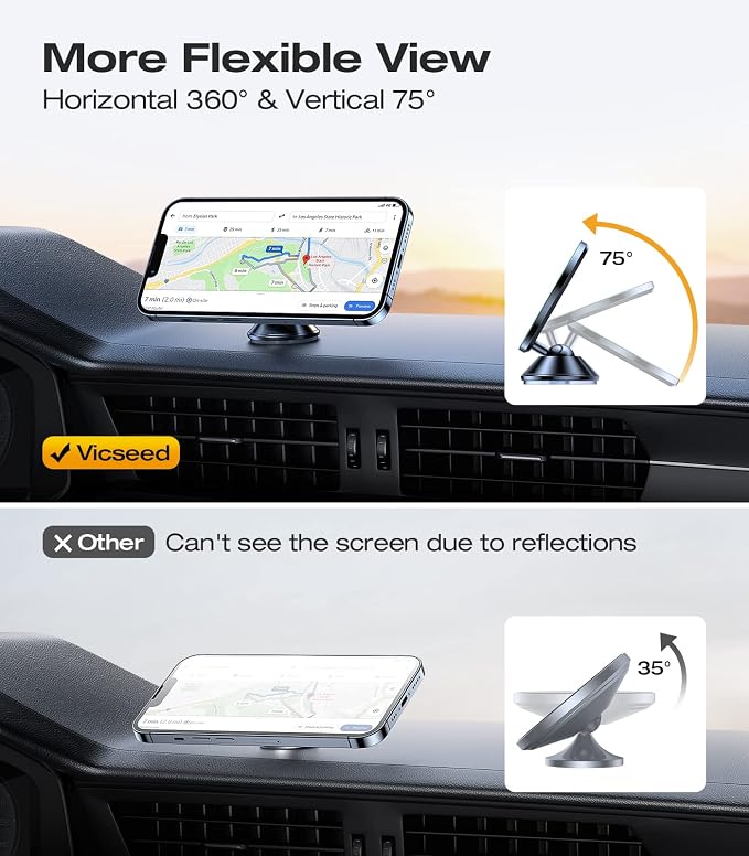VICSEED Magnetic Phone Holder for Car Dashboard, 360 Rotatable Car Phone Holder - Image 7