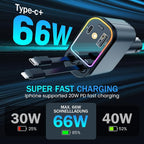 Car Charger with Starlight, 66W USB C Fast Car Chargers Adapter, 4 in 1 - Image 3