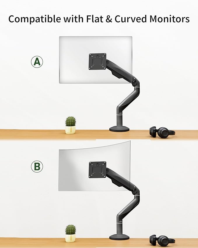 Ultrawide Single Monitor Mount, Adjustable Gas Spring Monitor Arm - Image 3