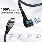 ZBF 100W USB C Magnetic Charging Cable, Right Angle Magnetic Phone Charger - Image 3
