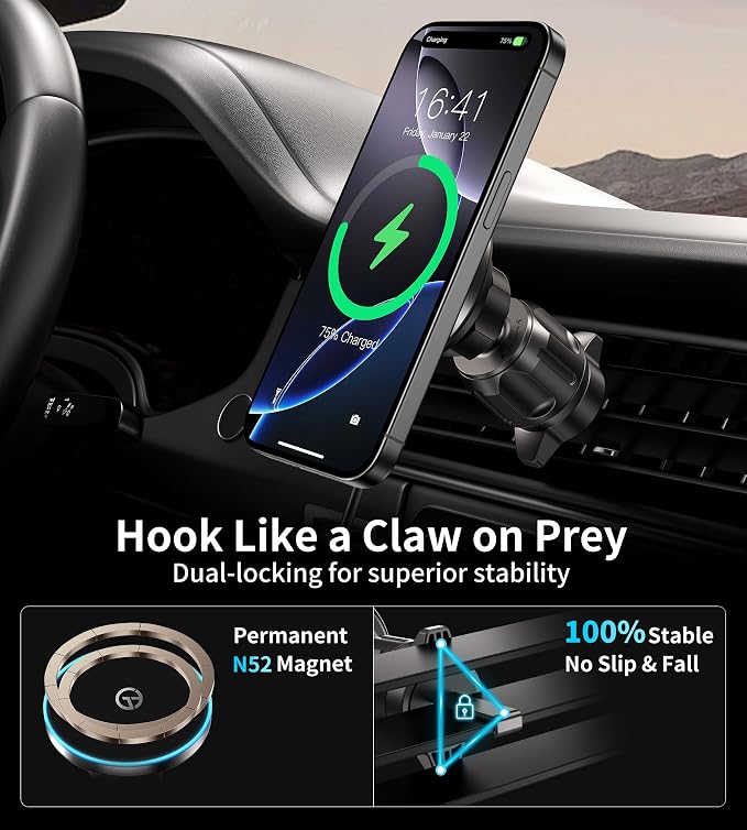 for Mag-Safe Car Mount Charger Dash Vent Windshield Wireless Car Charger - Image 7