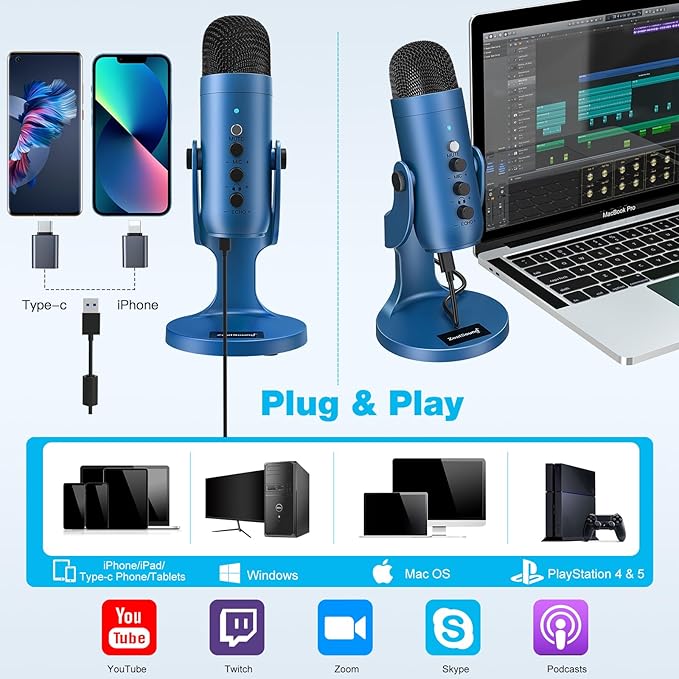 ZealSound Podcast Microphone for PC, Noise Cancellation USB Mic - Image 2