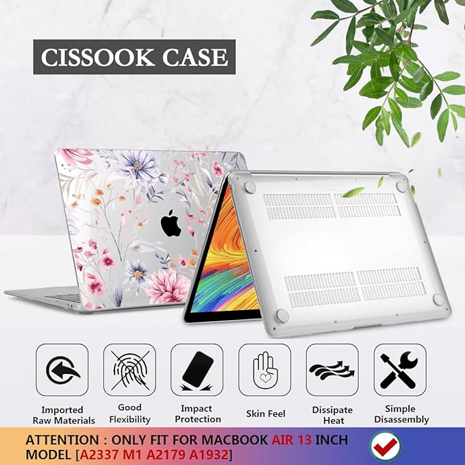 CISSOOK Flower Case for MacBook Air 13 Inch A2337 M1 A2179 A1932 Model - Image 6