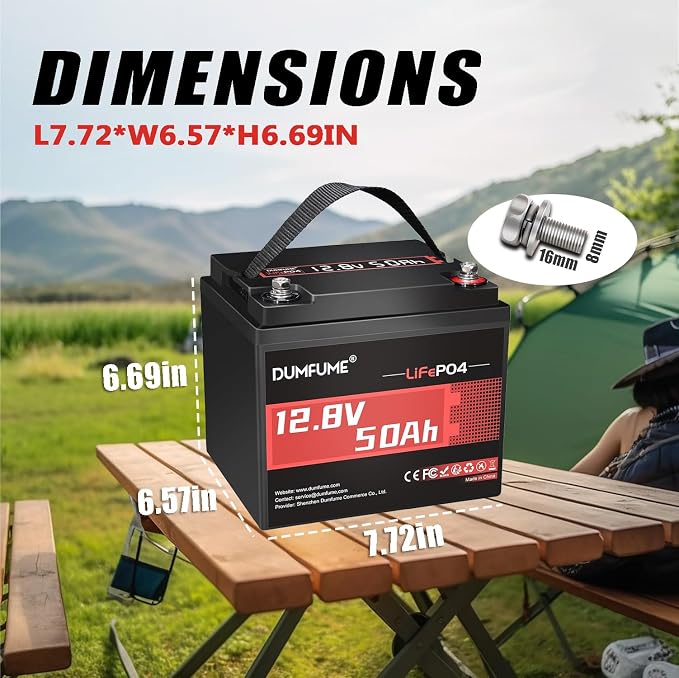 12.8V 50Ah LiFePO4 Lithium Battery, Built-in 50A BMS, 640Wh Capacity, 4000+ - Image 4