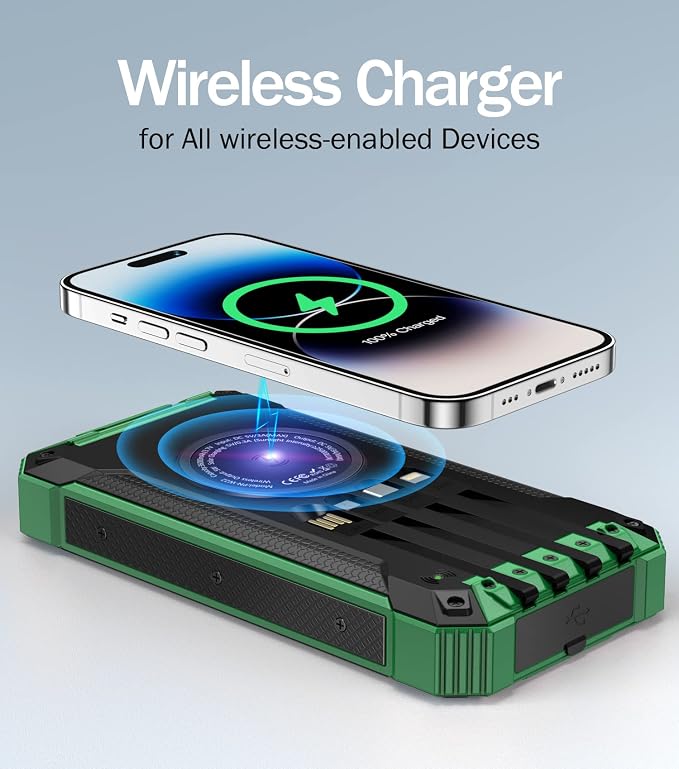 GOODaaa Power Bank Wireless Charger 36000mAh Built in 4 Cables Six Outputs 15W - Image 3