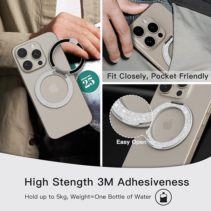 COOLQO 2Pcs 360 Spin Cell Grip Ring Phone Stand Magnetic Holders - Image 4