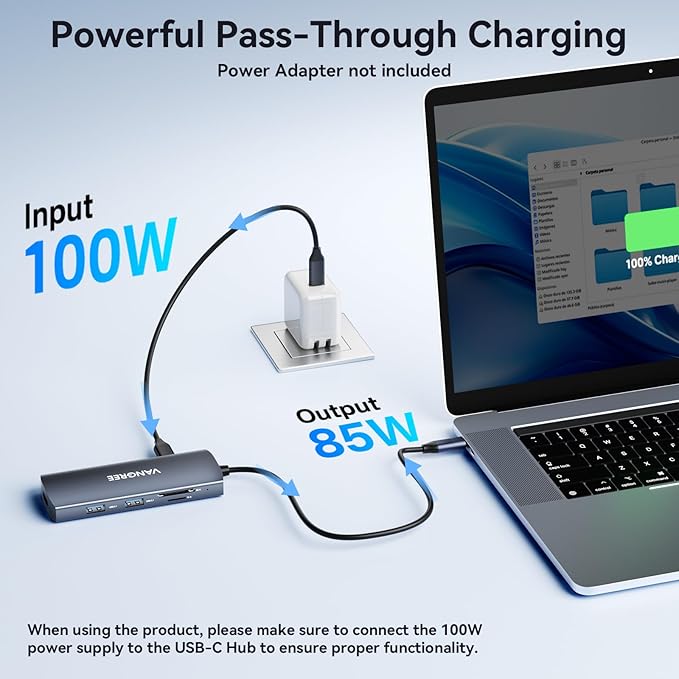 USB C Video Output Hub, 3 USB-C & 2 USB-A 3.2 10Gbps Ports, 4K@60Hz HDMI - Image 6