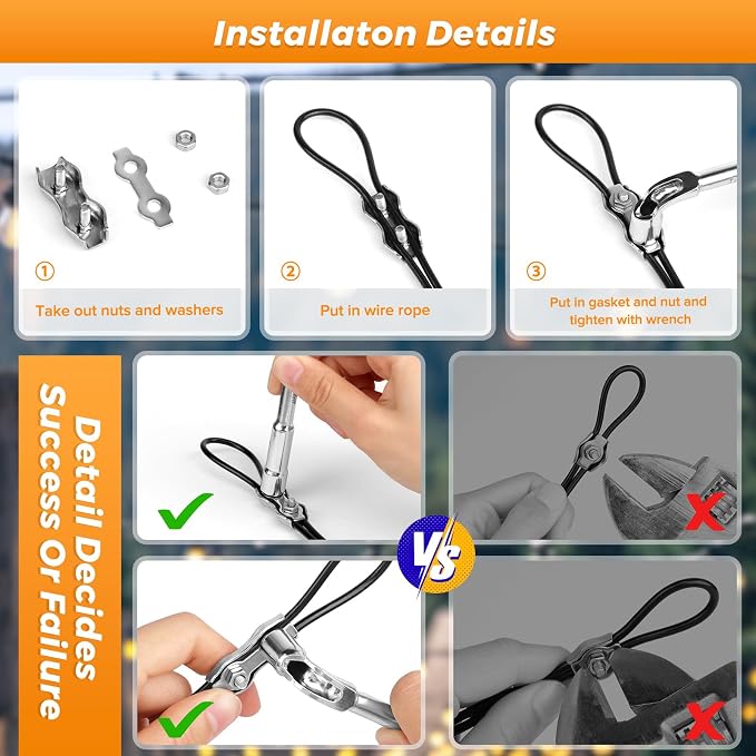 Belio String Light Hanging Kit, Stainless Steel Cable - Image 5
