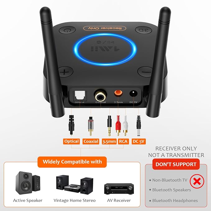 1Mii B06Pro Long Range Bluetooth Receiver, HiFi Wireless Audio Adapter - Image 5