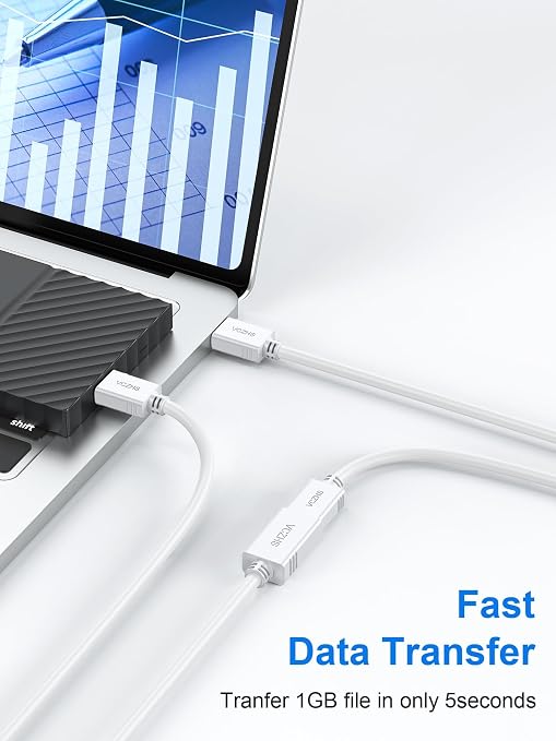VCZHS Tech USB Extension Cable White 1ft, USB 3.0 Extender - Image 2